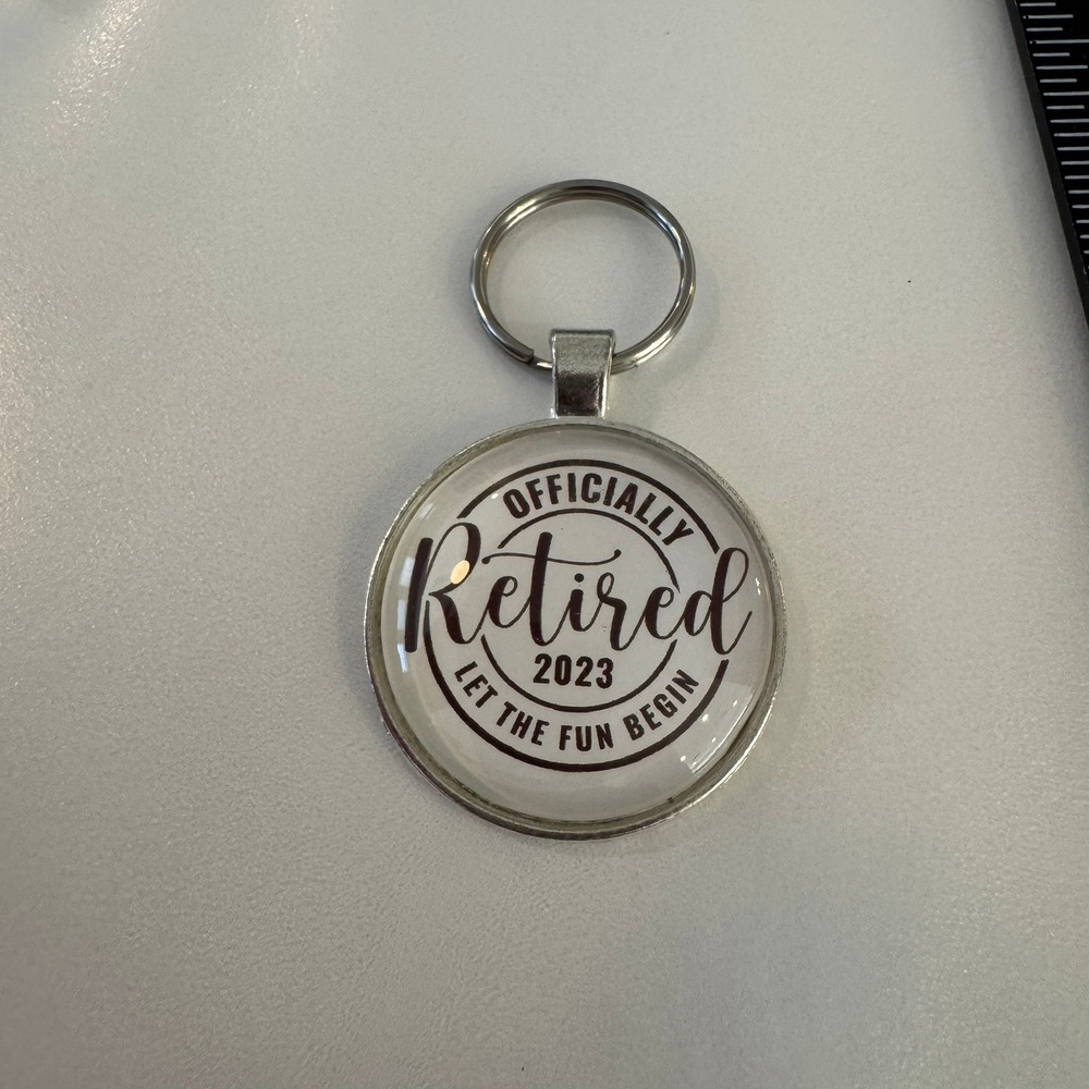 Officially Retired 2023 Let The Fun Begin Keychain Retirement Gift